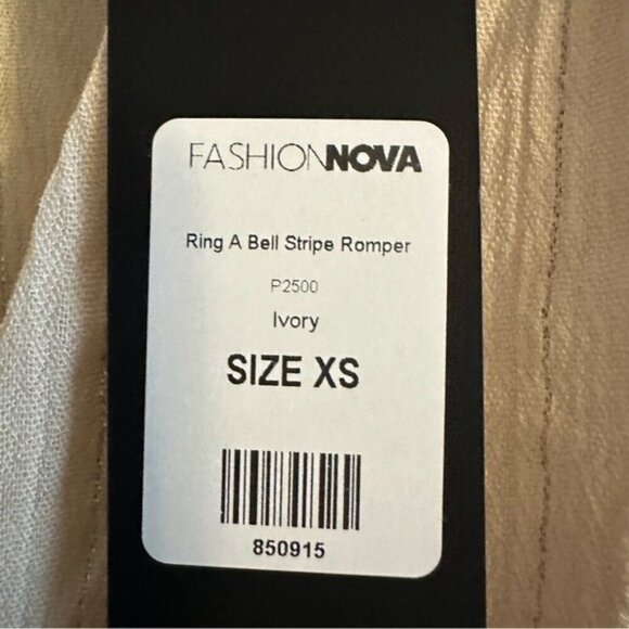 Fashion Nova Ring A Bell Stripe Romper - Ivory Size XS - Picture 5 of 16